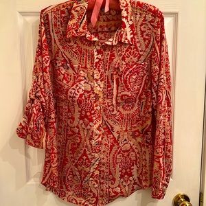 Jones New York Red Printed Blouse